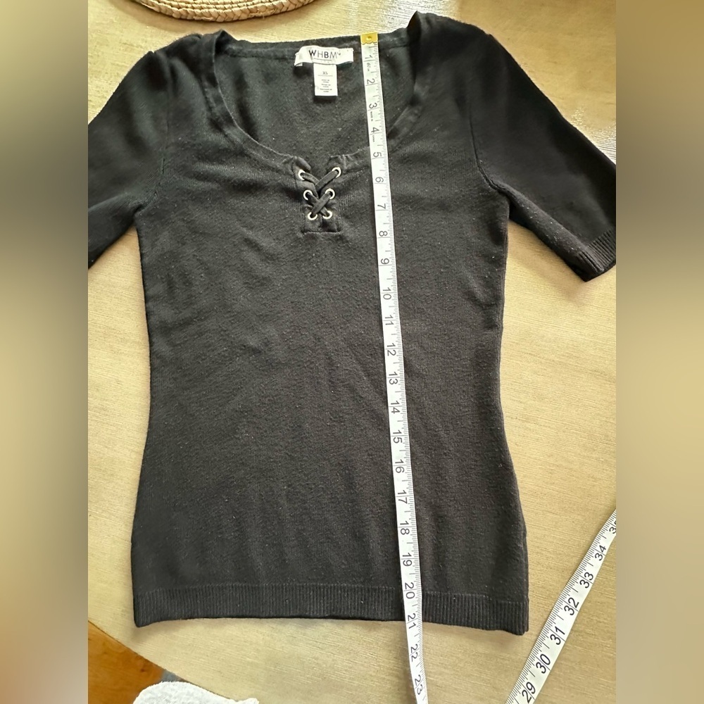 White House Black Market Black Knit stretch XS Top - Picture 5 of 6